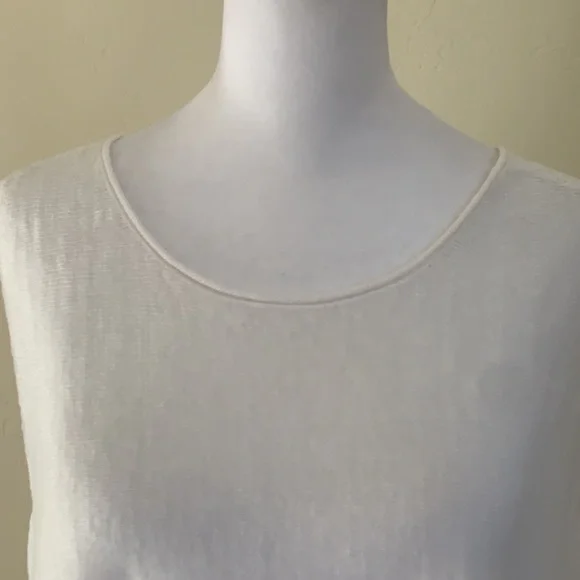 Eileen Fisher Fine Gauge Linen Knit Scoop Neck Top. Size L. NWT. White - Picture 4 of 7